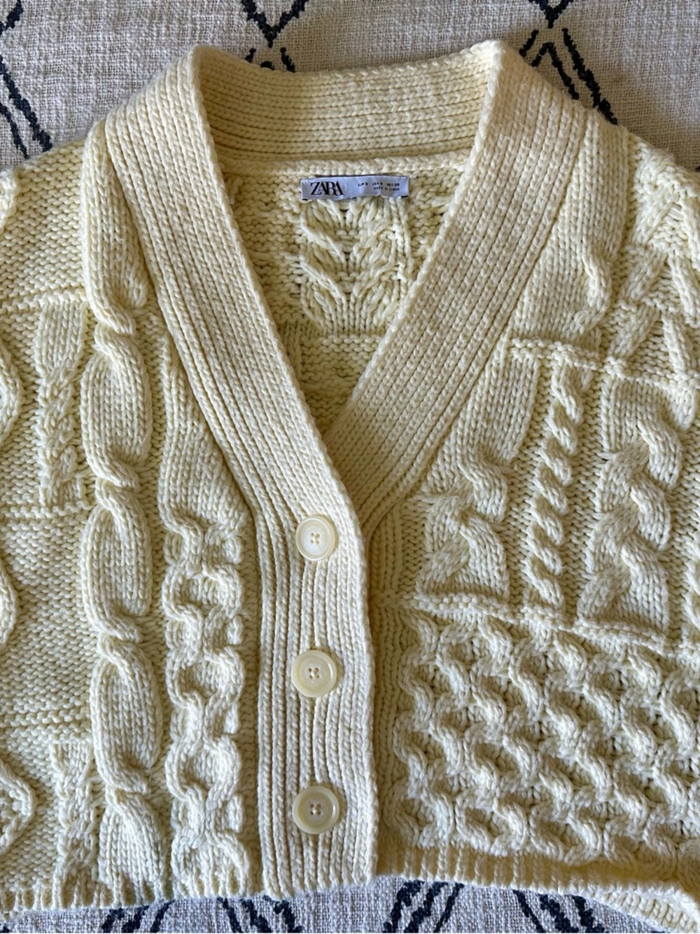 ZARA Cable Knit Sweater in Butter Yellow